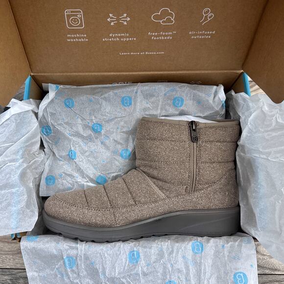 NIB Bzees Glacier 9M Zipper Comfort Lightweight Ankle Boots Booties Taupe - Picture 11 of 14